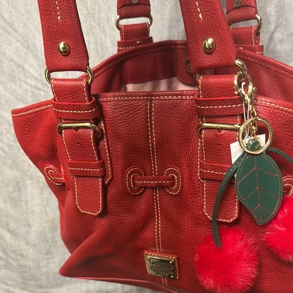 Dooney & Bourke Red Leather Tote with Gold AccentsEUC - Picture 14 of 16